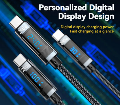 240W USB Type C To USB C Cable 100W PD 3.1 Fast Charging Charger Wire For iPhone 15 Pro max Macbook Pro Xiaomi Samsung