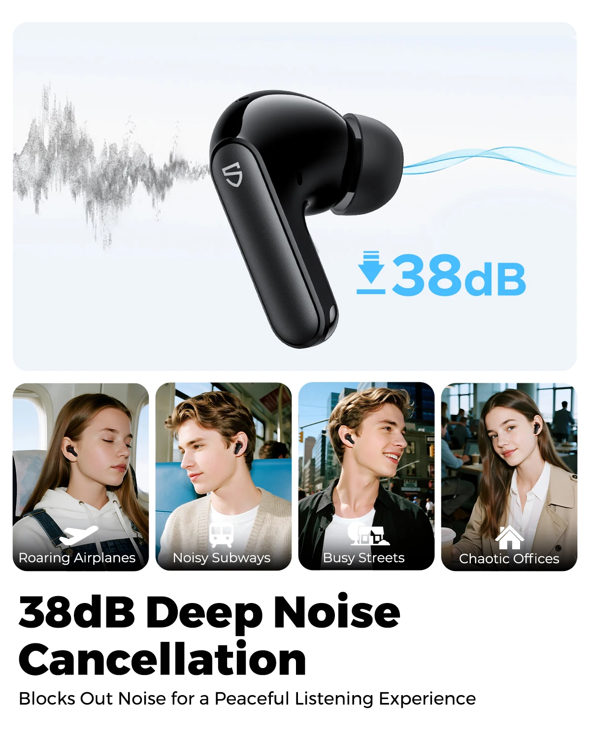 SoundPEATS Q3 Pro Wireless Earbuds – ANC Noise Cancelling, Bluetooth 6.0, 4-Mic Clear Calls, 13mm Hi-Fi Bass, Multipoint Connection