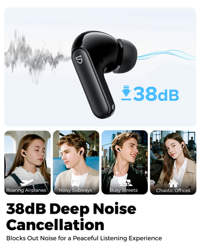 SoundPEATS Q3 Pro Wireless Earbuds – ANC Noise Cancelling, Bluetooth 6.0, 4-Mic Clear Calls, 13mm Hi-Fi Bass, Multipoint Connection