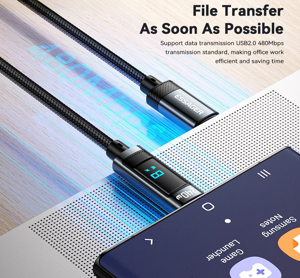 240W USB Type C To USB C Cable 100W PD 3.1 Fast Charging Charger Wire For iPhone 15 Pro max Macbook Pro Xiaomi Samsung