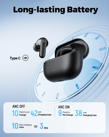SoundPEATS Q3 Pro Wireless Earbuds – ANC Noise Cancelling, Bluetooth 6.0, 4-Mic Clear Calls, 13mm Hi-Fi Bass, Multipoint Connection