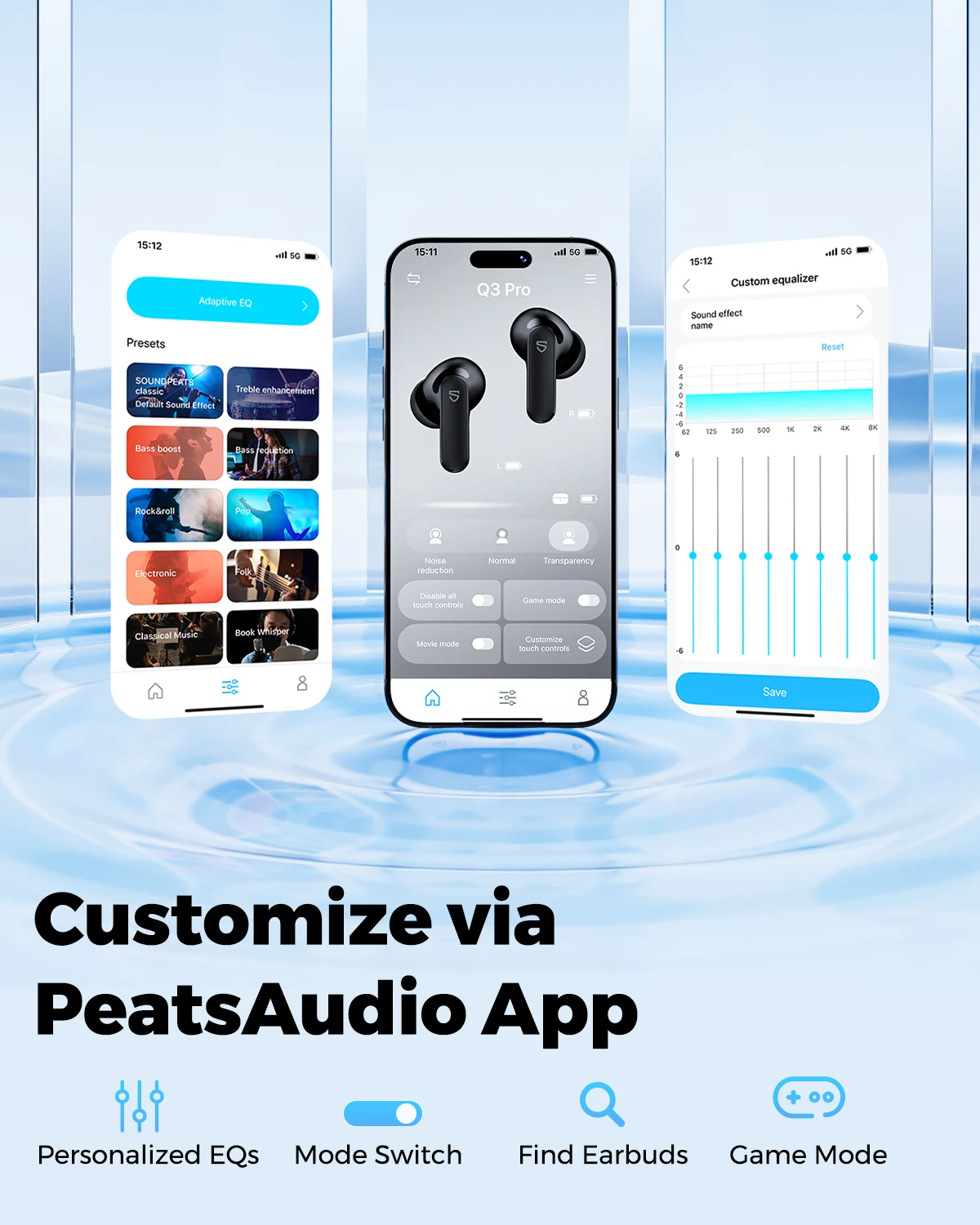 SoundPEATS Q3 Pro Wireless Earbuds – ANC Noise Cancelling, Bluetooth 6.0, 4-Mic Clear Calls, 13mm Hi-Fi Bass, Multipoint Connection