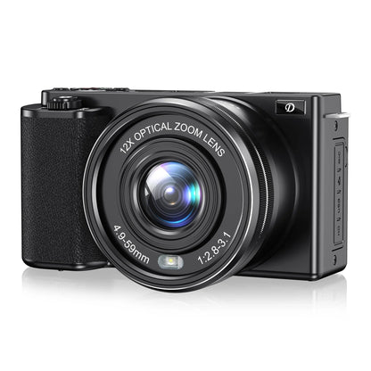 4K Digital Cameras for Photography 12X Optical Zoom Vlog Video Camera for YouTube 64MP WiFi Auto Focus Livestream DSLR Camera